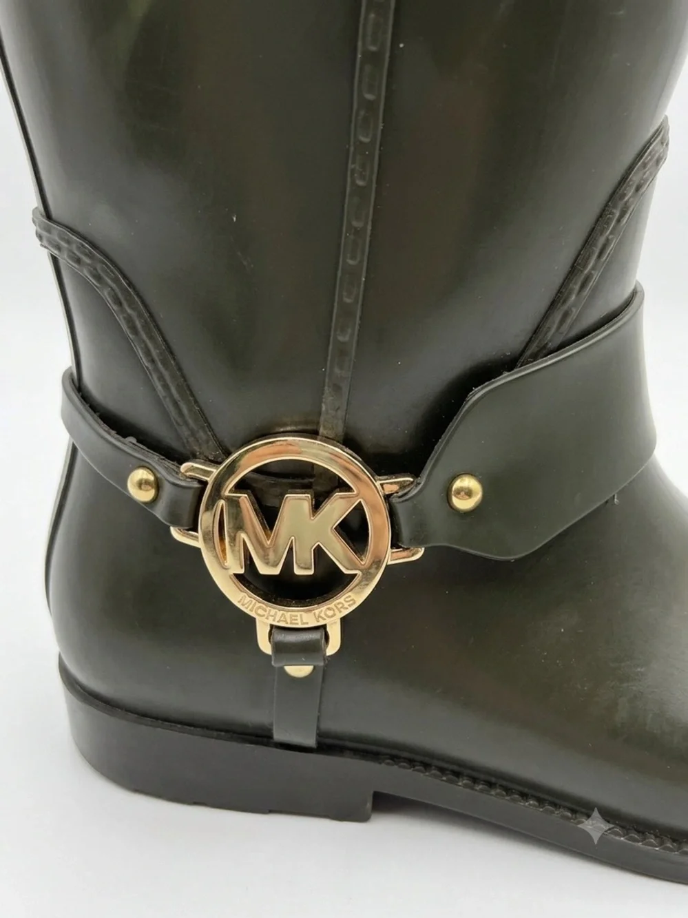 Michael Kors Olive Green/brown Rubber Rain Boots - Size 8